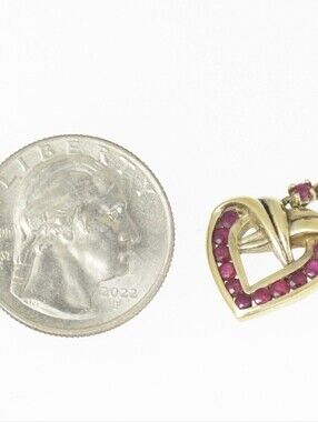 Vintage Danbury Mint Solid Gold Over .925 Sterling Silver Heart Pendant-Rubies